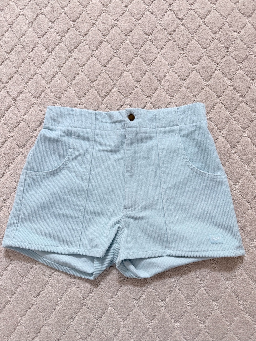Hammies Light Blue Corduroy Women's High-Waist Shorts